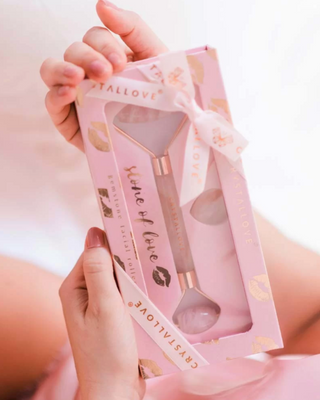 Arcmasszírozó rózsaszín kristályos szerelmi kővel Selflove szett Crystallove - 2