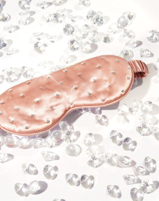 Kristályokkal díszített selyemből készült szemkötő alváshoz – rose gold Crystallove - 2