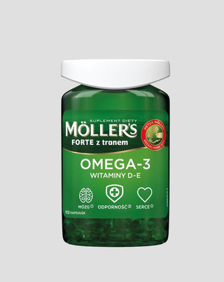 Omega-3 savakat és D-vitamint tartalmazó étrend-kiegészítő - E Forte Moller's 112 kapszula - 1