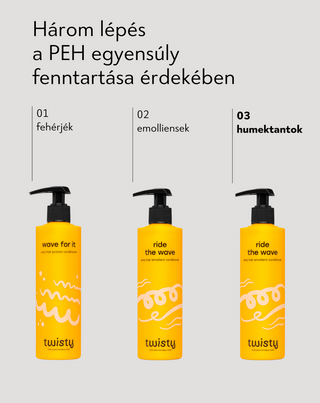 Humektáns kondicionáló göndör hajra aloe verával, tejsavval, panthenollal a Twisty-től