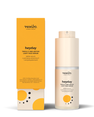 Tápláló, megvilágító Heyday arcszérum antioxidánsokkal és hármas vittel. C 30 ml Resibo