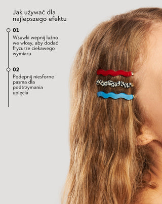 Twisty Hullámos széles hajtű készlet 3 db-os - márványszínű, kék, piros - 2