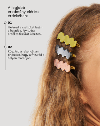 Twisty Hullámos hajcsipesz készlet 3 db-os - zöld, fekete, rózsaszín - 2