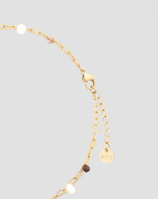 Rozsdamentes acélból készült aranyozott bokakarkötő acháttal, maifánnal, jáspissal és aventurinnal Mys_2 - 3