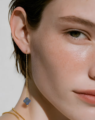 Aranyozott fülbevalók természetes kövekkel lapis lazuli fülbevaló szett Mys - 4