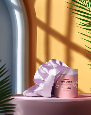 Megköthető rózsaszín selyemsapka göndör és hullámos hajra - 6