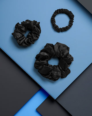 Twisty 100% -os természetes selyem hajgumi készlet 3 db-os fekete színű - 5