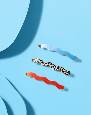 Twisty Hullámos széles hajtű készlet 3 db-os - márványszínű, kék, piros - 4