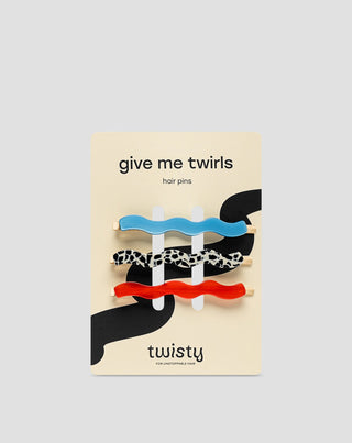 Twisty Hullámos széles hajtű készlet 3 db-os - márványszínű, kék, piros - 1