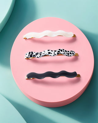 Twisty Hullámos széles hajtű készlet 3 db-os - márványszínű, gyöngyszínű, fekete - 5