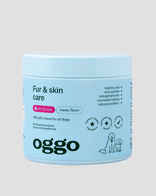 táplálékkiegészítő fur & skin karma kutyáknak szép szőrzetért és egészséges bőrért oggo 180 g - 1