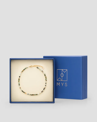 Mys aranyozott rozsdamentes acél bokakarkötő afrikai türkizkékkel és amazonittal - 5