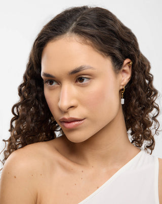 Aranyozott fülbevaló készlet fehér jáde, rozsdamentes acélból Mys_2 - 4