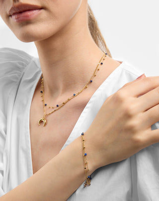 Aranyozott rozsdamentes acélból készült karkötő lapis lazuli Mys_1 - 2