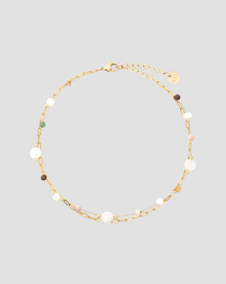 Rozsdamentes acélból készült aranyozott bokakarkötő achát, maifan, jáspis és aventurin Mys_3 - 1