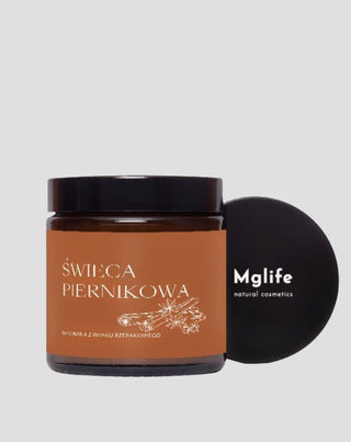 Mézeskalács gyertya repceviaszból, olajjal és 100% Mglife pamutkanóccal