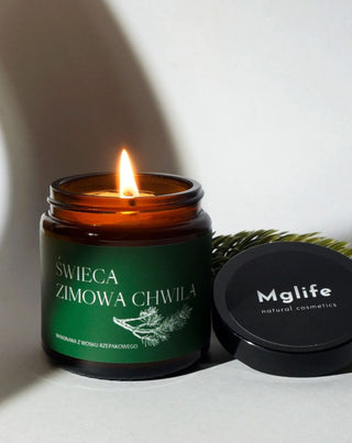 Vegán fehérrépa gyertya Téli pillanat fenyő, cédrus és borostyán illatával 120 ml MgLife - 2