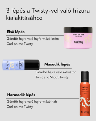 Twisty krém + hab + booster szett göndör és hullámos haj ápolásához és formázásához - 3