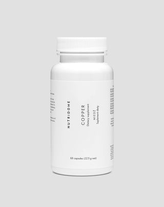 Réz kapszulákban, immunrendszert erősítő, hajpigmentációt és antioxidáns védelmet támogató, Nutridome 60 db
