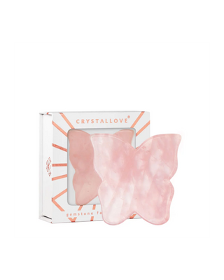 Pillangók tányérja arcmasszázshoz gua sha-t rózsaszín crystallove-tól