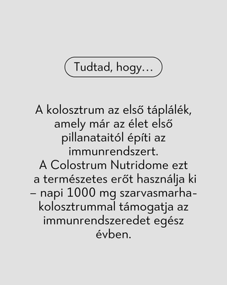 Colostrum 1000 mg/nap az immunitásért, szarvasmarha kolosztrum vitaminokkal és ásványi anyagokkal Nutridome 60 db.
