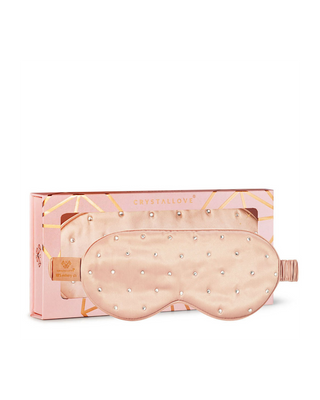 Kristályokkal díszített selyemből készült szemkötő alváshoz – rose gold Crystallove - 1