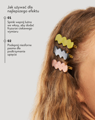 Twisty Hullámos hajcsipesz készlet 3 db-os - márványszínű, kék, piros