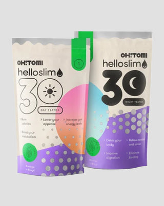 Oh!Tomi Hello Slim 30 napos méregtelenítő, zsírégető tea nappalra és éjszakára