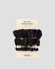 Twisty 100% -os természetes selyem hajgumi készlet 3 db-os fekete színű