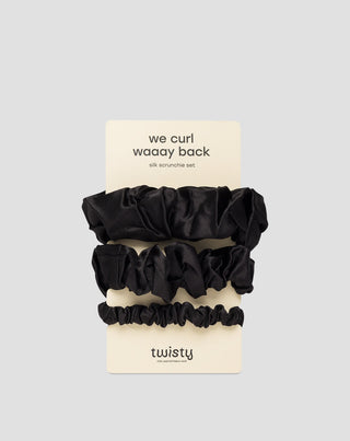 Twisty 100% -os természetes selyem hajgumi készlet 3 db-os fekete színű - 1