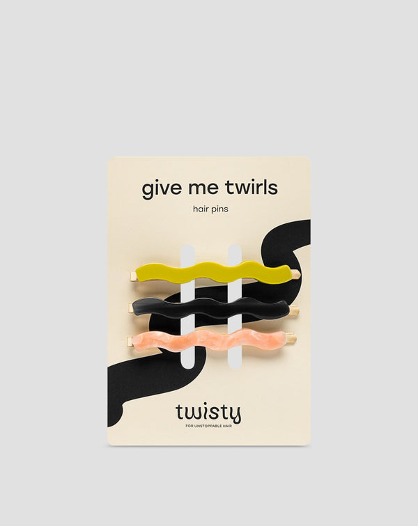 Twisty Hullámos széles hajtű készlet 3 db-os -  zöld, fekete, rózsaszín