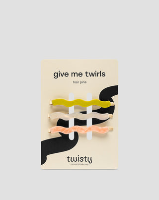 Twisty Hullámos széles hajtű készlet 3 db-os -  gyöngyszínű, zöld, rózsaszín - 1