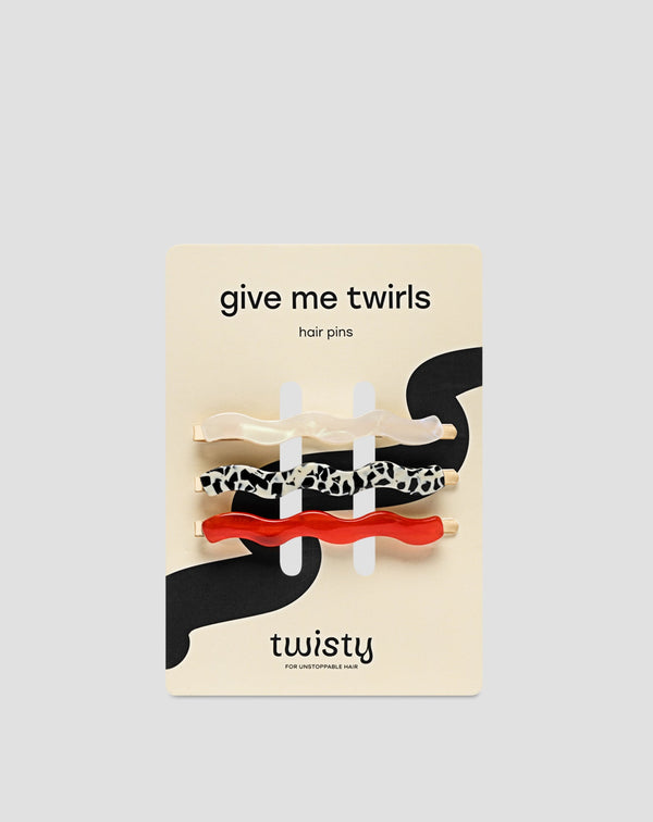 Twisty Hullámos széles hajtű készlet 3 db-os piros, márványszínű, gyöngyszínű