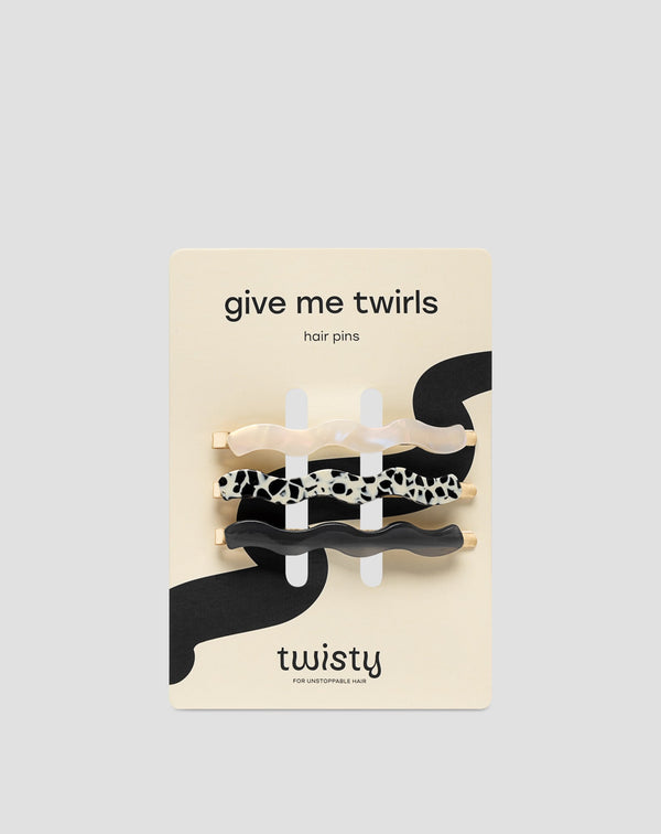 Twisty Hullámos széles hajtű készlet 3 db-os - márványszínű, gyöngyszínű, fekete