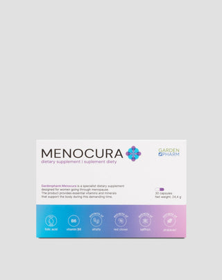 Menopauza tüneteinek enyhítésére szolgáló étrend-kiegészítő Menocura Gardenpharm 30 kapszula - 1