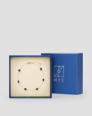 Mys aranyozott rozsdamentes acél bokakarkötő lapis lazulival - 4