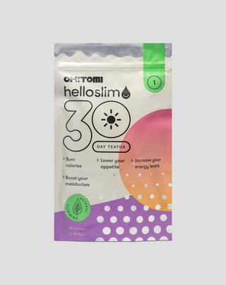 Hello Slim Oh!Tomi 30 napos gyümölcsös-zöld tea méregtelenítő program, amely segít tisztítani és frissíteni a szervezetet.